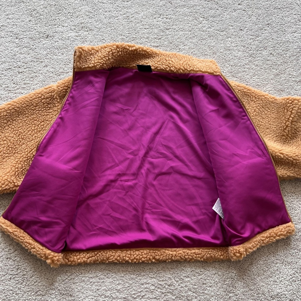 Nike Sportswear Swoosh Faux Fur Sherpa Fleece Jacket Womens M Brown Full Zip - Picture 7 of 16